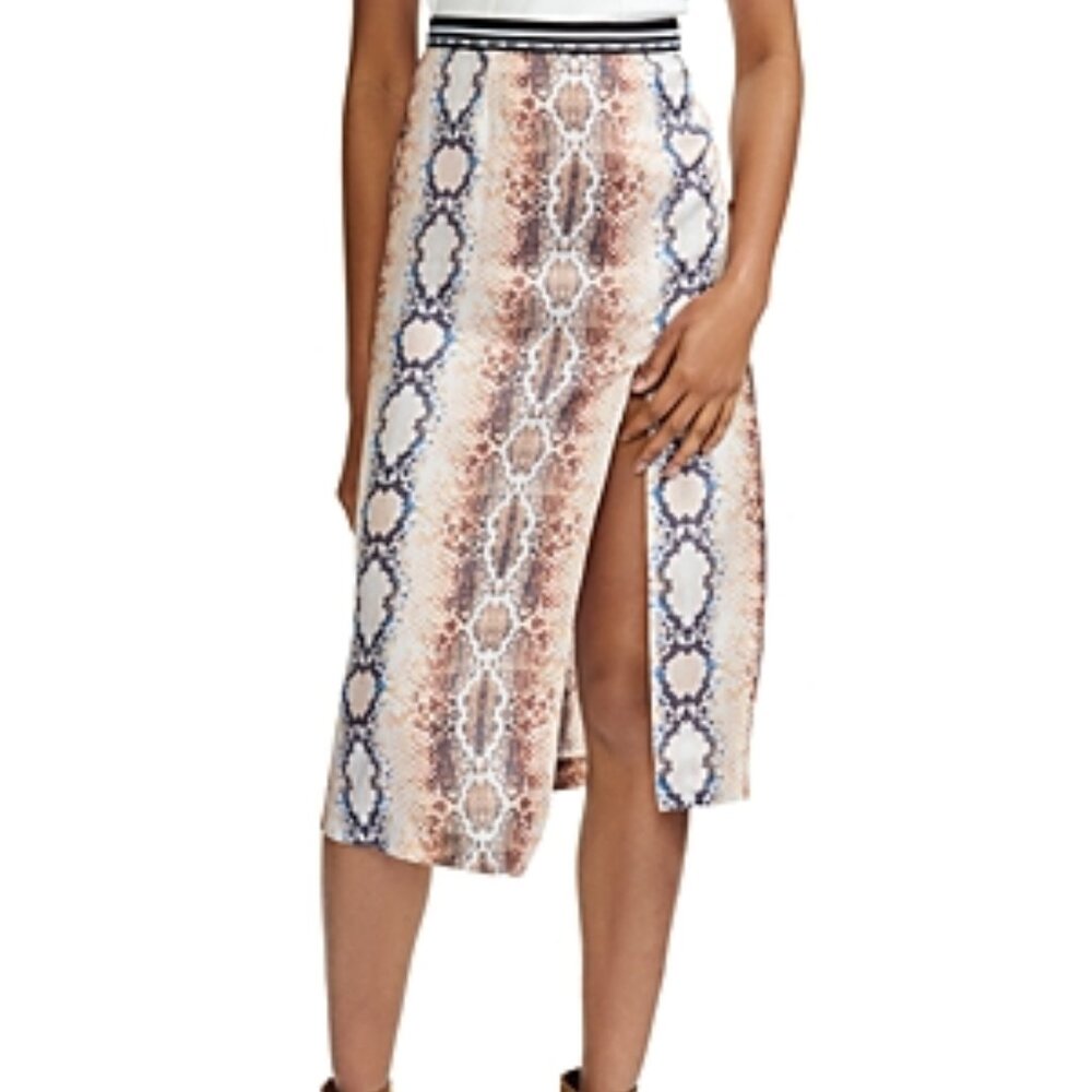 Maje Snake Print Midi Skirt in Brown and Cream Size 2-4 (US)